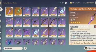 Kazuha c4 main dps + cortadora da neblina - preço negociável