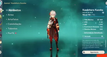 Kazuha c4 main dps + cortadora da neblina - preço negociável