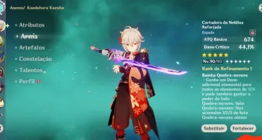 Kazuha c4 main dps + cortadora da neblina - preço negociável