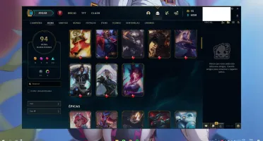 Conta Lol 127 campeões diversos, 94 Skins, 7 Cromas, 3K ESS