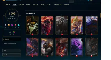 Conta league of legends 129 skins faltando 3 campeões
