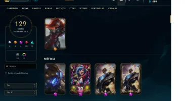 Conta league of legends 129 skins faltando 3 campeões