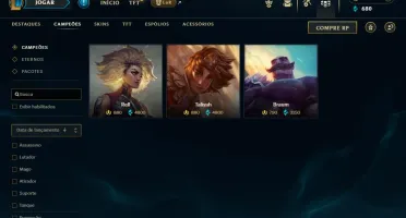 Conta league of legends 129 skins faltando 3 campeões