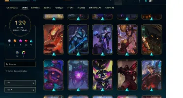 Conta league of legends 129 skins faltando 3 campeões