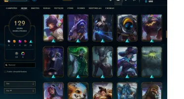 Conta league of legends 129 skins faltando 3 campeões