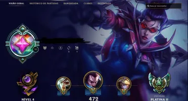 Conta lol full champ plat 2 flex, gold 1 solo