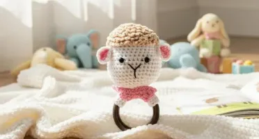 Chocalho Ovelha Branca Amigurumi