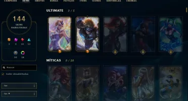Platina 4, all champs, 144 SKINS 240 REAIS