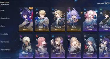 Conta honkai star rail ( seele, bailu, gepard e yanqing c1)