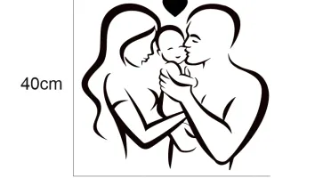 Silhueta Família em MDF Preto 40 x 40 cm