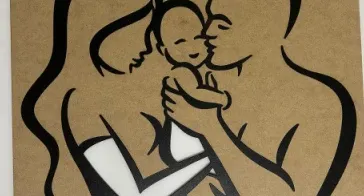 Silhueta Família em MDF Preto 40 x 40 cm