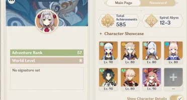 Genshin Impact AR57 com ayaka kazuha xiao kokomi e outros