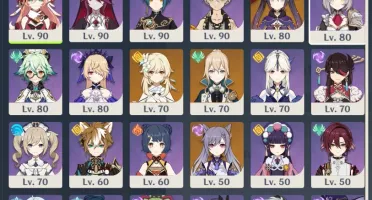 Genshin Impact AR57 com ayaka kazuha xiao kokomi e outros