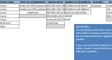 Planilha Cadastro de Clientes para Corretor de Imóveis