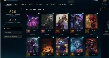 Conta league of legends Platina 4 FULL CHAMP 167 skins