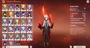Genshin Impact - Arlecchino C6 e Assinat+ Thigas c1 + Kazuha