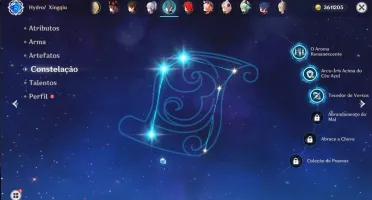 Hutao com Báculo + Ayaka + Zhongli + Diluc + 2 Armas T5