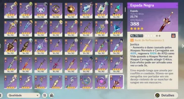 Conta Genshin NA AR60 Whale com personagens T5 e T4 C6R5!