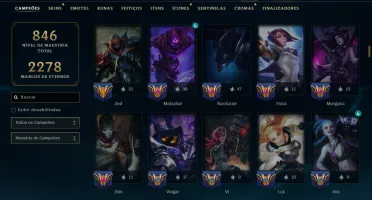 Ouro 2 com TODOS os Champs e 278 Skins ( Nivel 663 )
