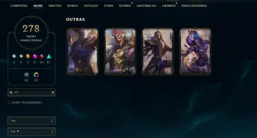 Ouro 2 com TODOS os Champs e 278 Skins ( Nivel 663 )