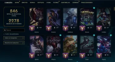 Ouro 2 com TODOS os Champs e 278 Skins ( Nivel 663 )