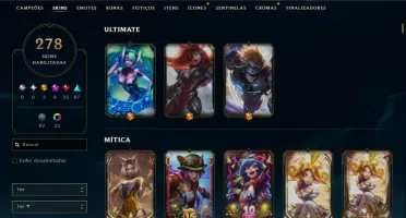 Ouro 2 com TODOS os Champs e 278 Skins ( Nivel 663 )