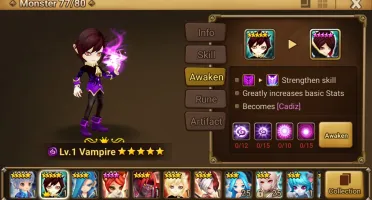 Reroll Summoners War lvl10 com Cadiz Woosa Verdehille Kaki