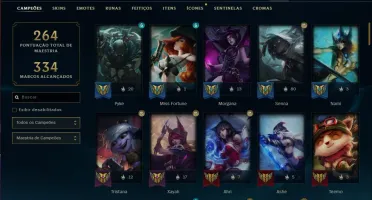 Conta bronze 2 AFUNDADA com 84 skins, 91 champs e 552 RPS