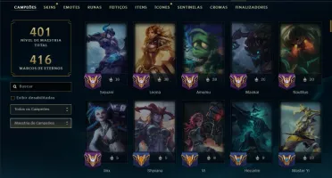 Bronze 2 com TODOS os Champs e 82 Skins ( JG / SUP )