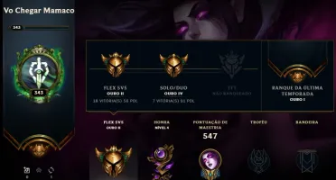 Conta league of legends ouro 1 level 200+