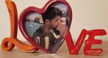 Porta-Retrato Love com Coração em Impressão 3D