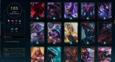 Conta LOL Platina 22K BP Todos os Champs + 185 Skins