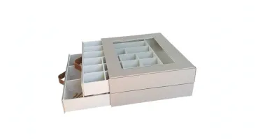 Gaveteiro para Joias de 2 Gavetas com Vidro