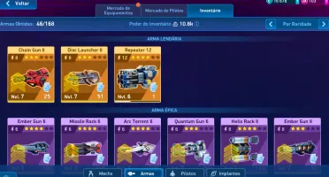 Mech Arena conta de 3k hangar e 10k de inventário