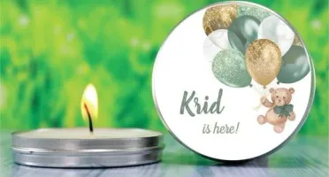 Vela na Lata Personalizada Ursinho Verde Baby