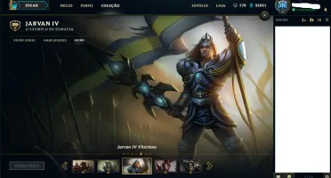 Conta LoL Jarvan/Janna/Elise vitorioso e + 100 champions!