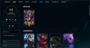 Conta Unranked com 71 Champs e 48 Skins