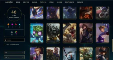 Conta Unranked com 71 Champs e 48 Skins