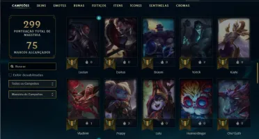 Conta Unranked com 71 Champs e 48 Skins