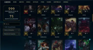Conta Unranked com 71 Champs e 48 Skins