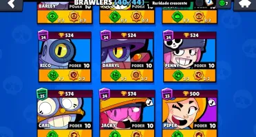 BrawlStars 35 skins 41 brawlers 71 stars e +de 50 acessórios