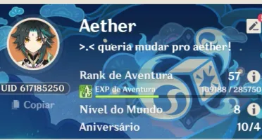 Conta Genshim Impact AR 57