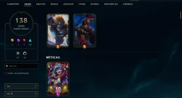 CONTA DIAMANTE 4 LOL / 138 SKINS