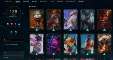 CONTA DIAMANTE 4 LOL / 138 SKINS
