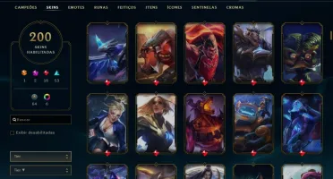 Conta ouro 3 com 200 skins e TODOS os champs