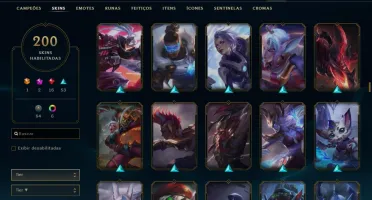 Conta ouro 3 com 200 skins e TODOS os champs