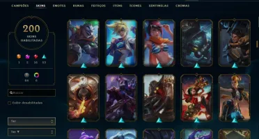 Conta ouro 3 com 200 skins e TODOS os champs