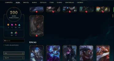 Conta ouro 3 com 200 skins e TODOS os champs