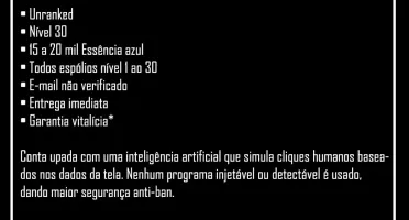 Conta nível 30 - Smurf! - E-mail não verificado.