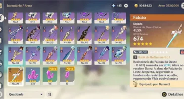Genshin AR 55 7 itens 5* tiro 30 do garantido